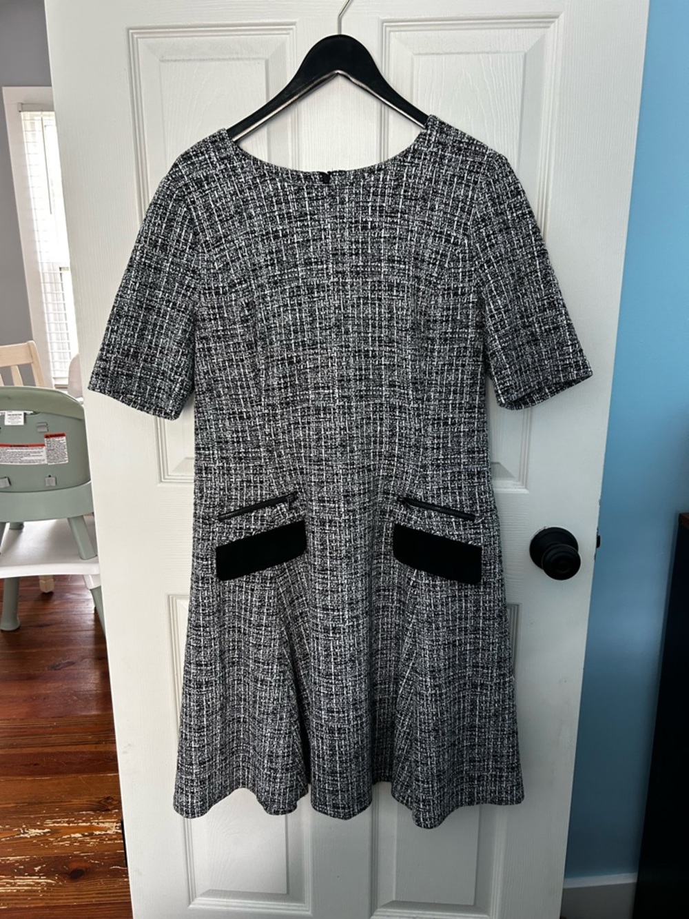 Dkny Black and White tweed A-Line dress
